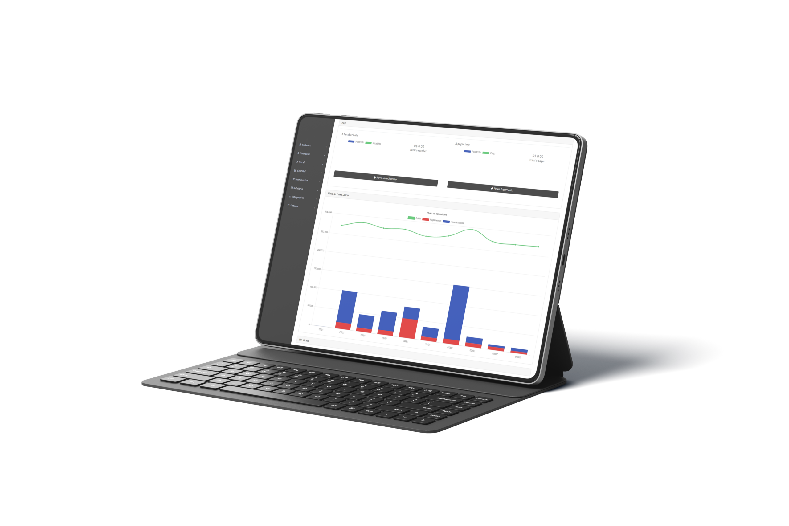 ERP VM em um tablet com teclado