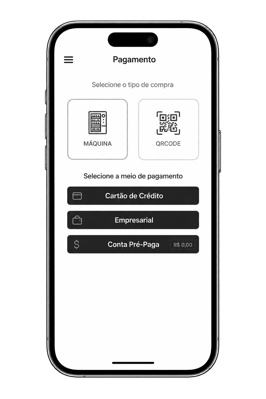 Tela do app VMwallet